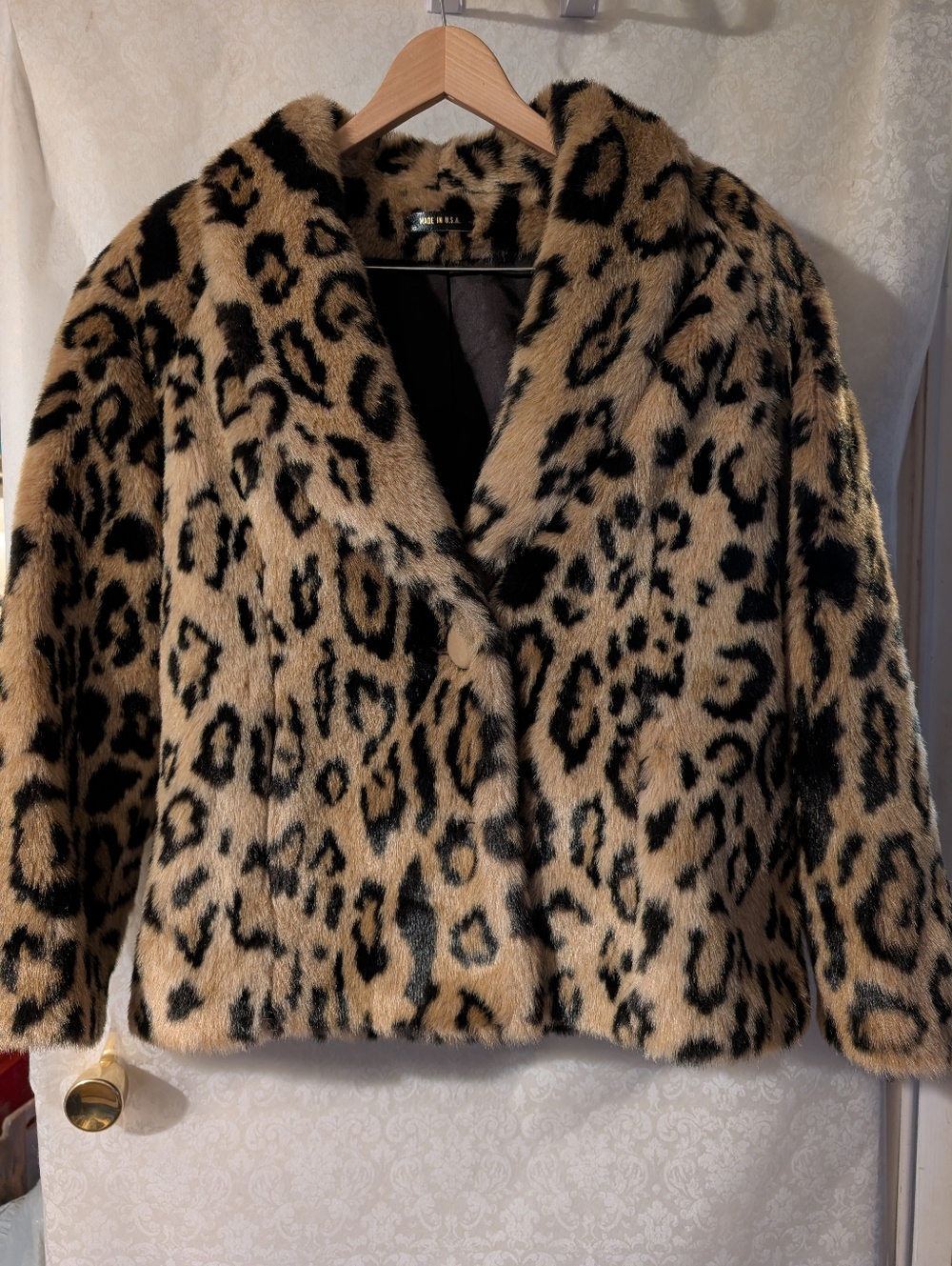 Faux Fur Leopard Car Coat Vintage? Silky Lining - Picture 3 of 16